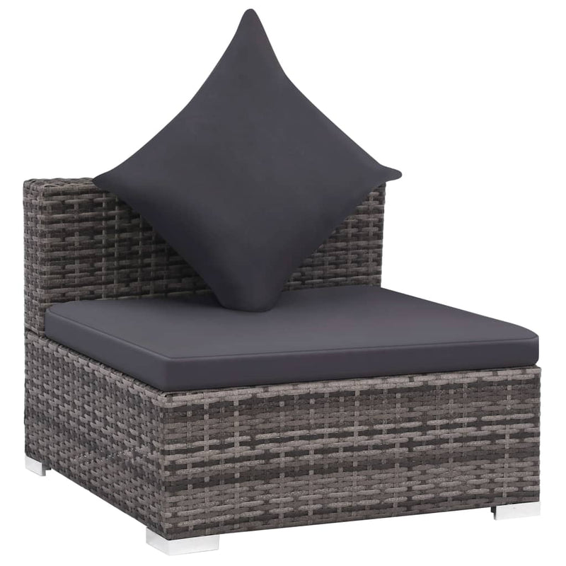 7 Piece Garden Lounge Set with Cushions Poly Rattan Grey