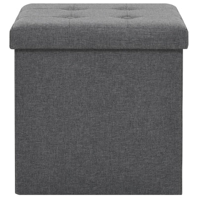 Folding Storage Stools 2 pcs Dark Grey Faux Linen