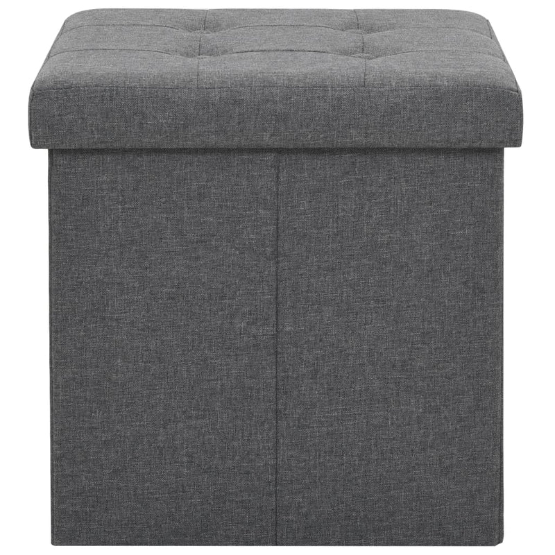 Folding Storage Stools 2 pcs Dark Grey Faux Linen