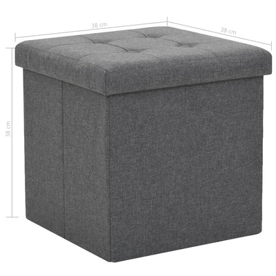 Folding Storage Stools 2 pcs Dark Grey Faux Linen