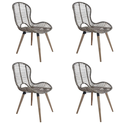 Dining Chairs 4 pcs Brown Natural Rattan