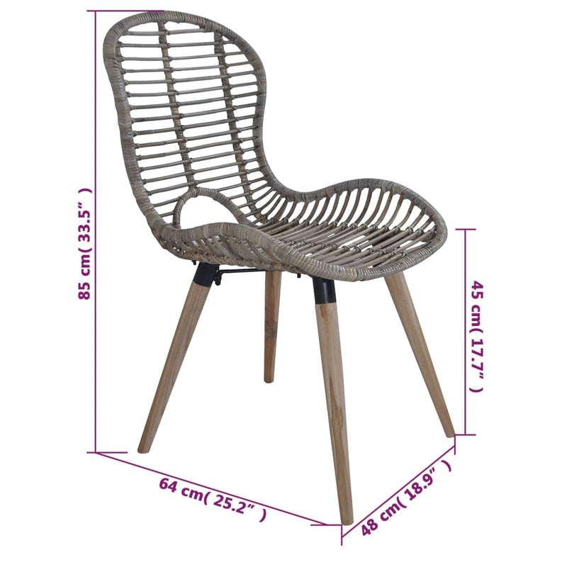 Dining Chairs 4 pcs Brown Natural Rattan