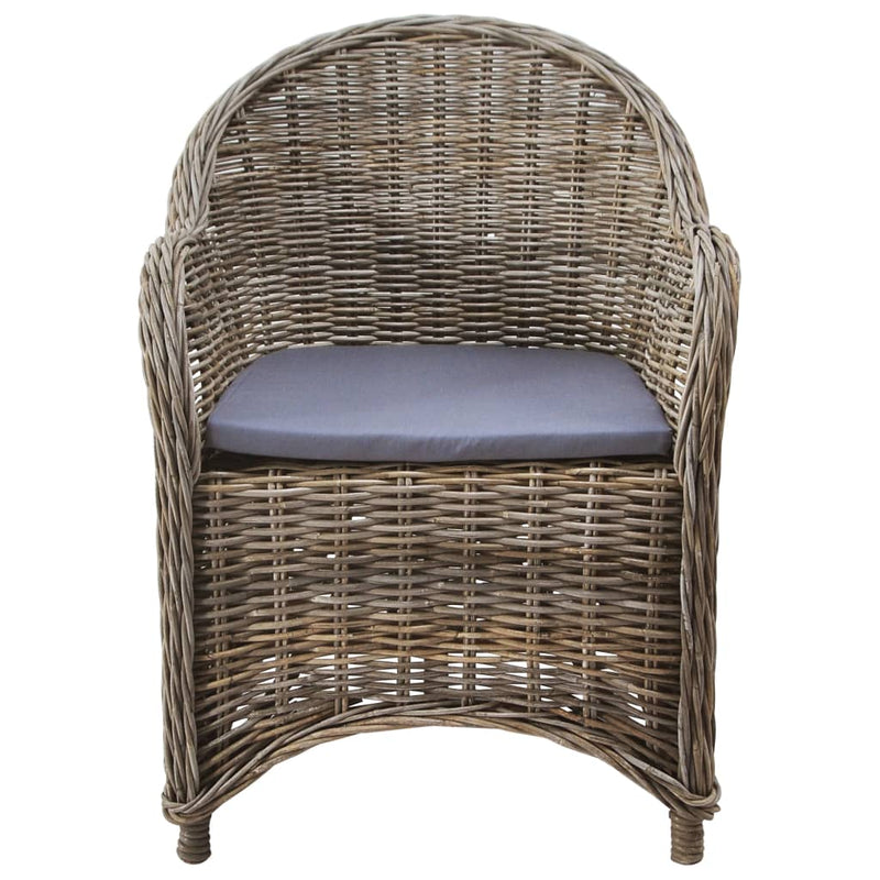 Outdoor Chairs 2 pcs with Cushions Natural Rattan