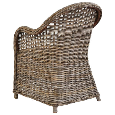 Outdoor Chairs 2 pcs with Cushions Natural Rattan