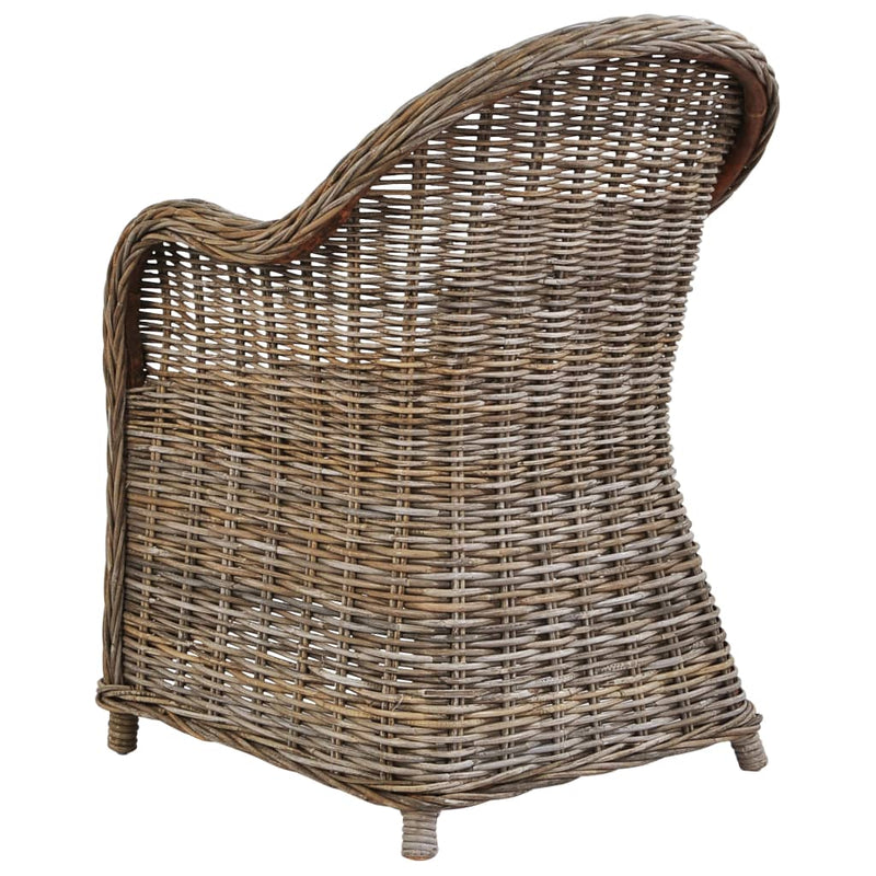 Outdoor Chairs 2 pcs with Cushions Natural Rattan