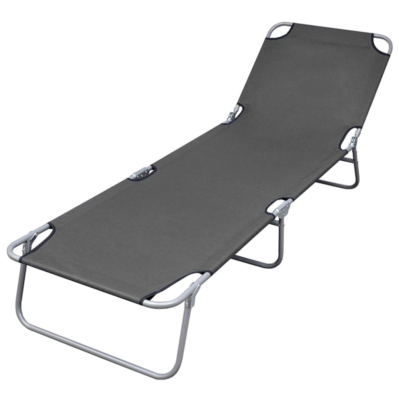 Foldable Sunlounger with Adjustable Backrest Grey