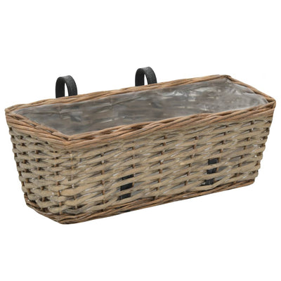 Balcony Planter 2 pcs Wicker with PE Lining 40 cm