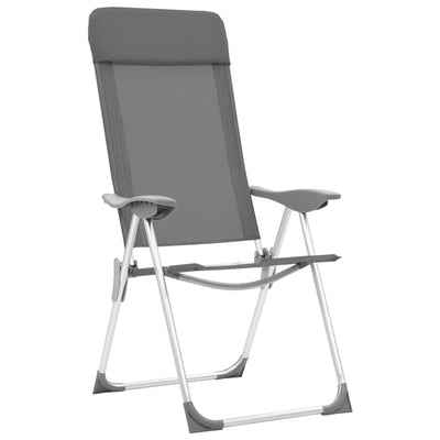 Folding Camping Chairs 2 pcs Grey Aluminium