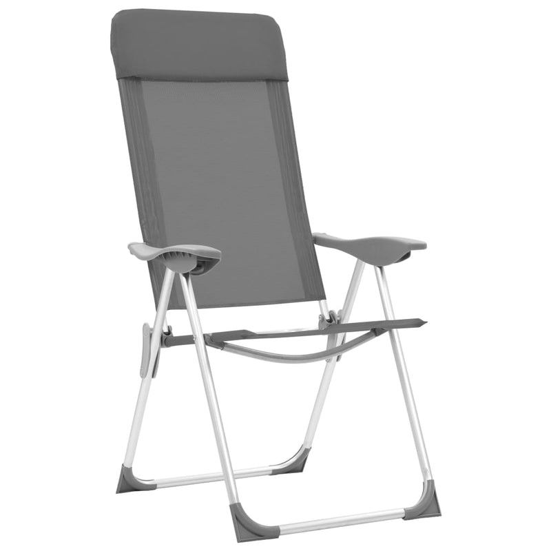 Folding Camping Chairs 2 pcs Grey Aluminium