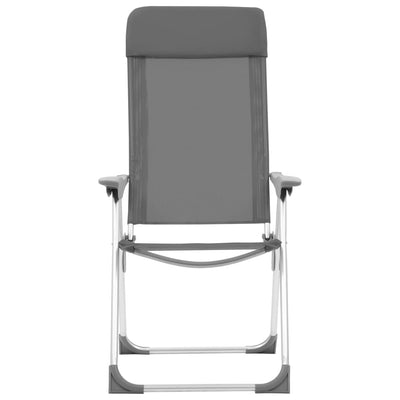 Folding Camping Chairs 2 pcs Grey Aluminium