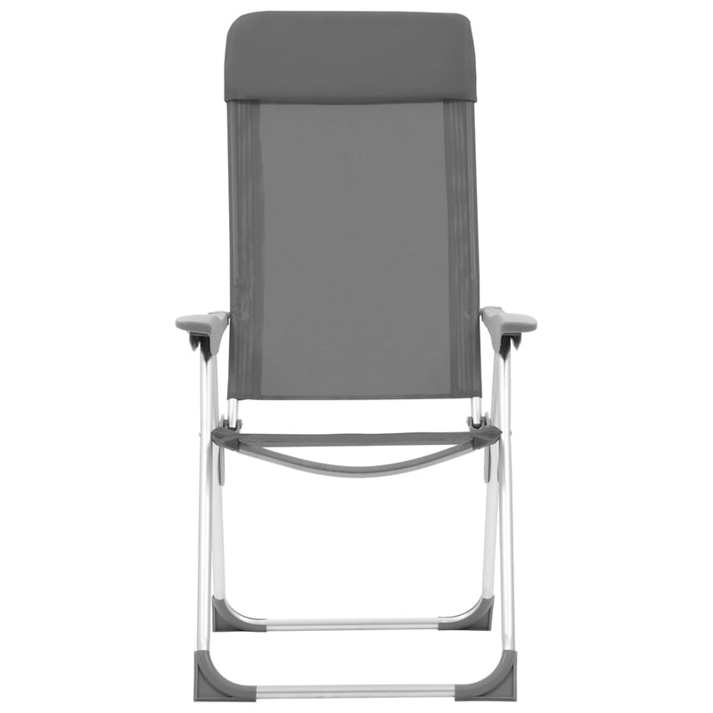 Folding Camping Chairs 2 pcs Grey Aluminium