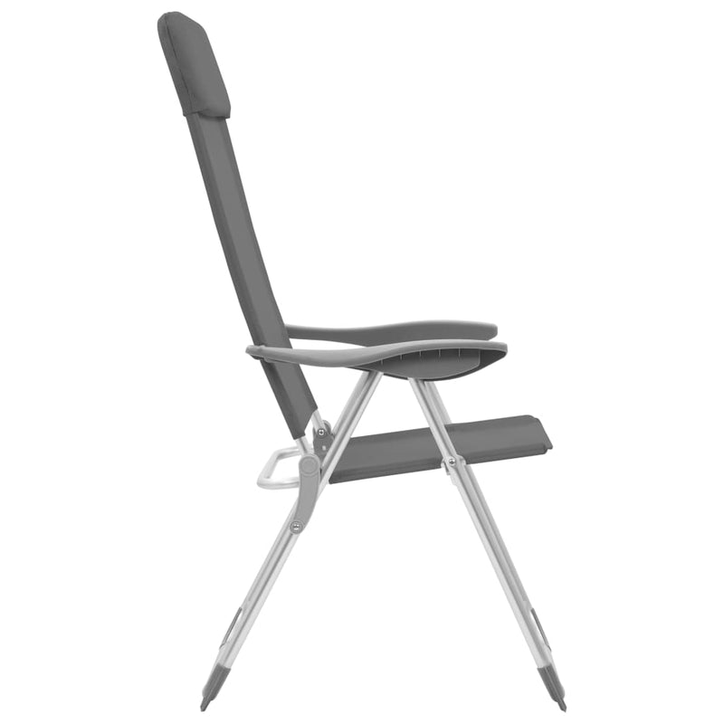 Folding Camping Chairs 2 pcs Grey Aluminium