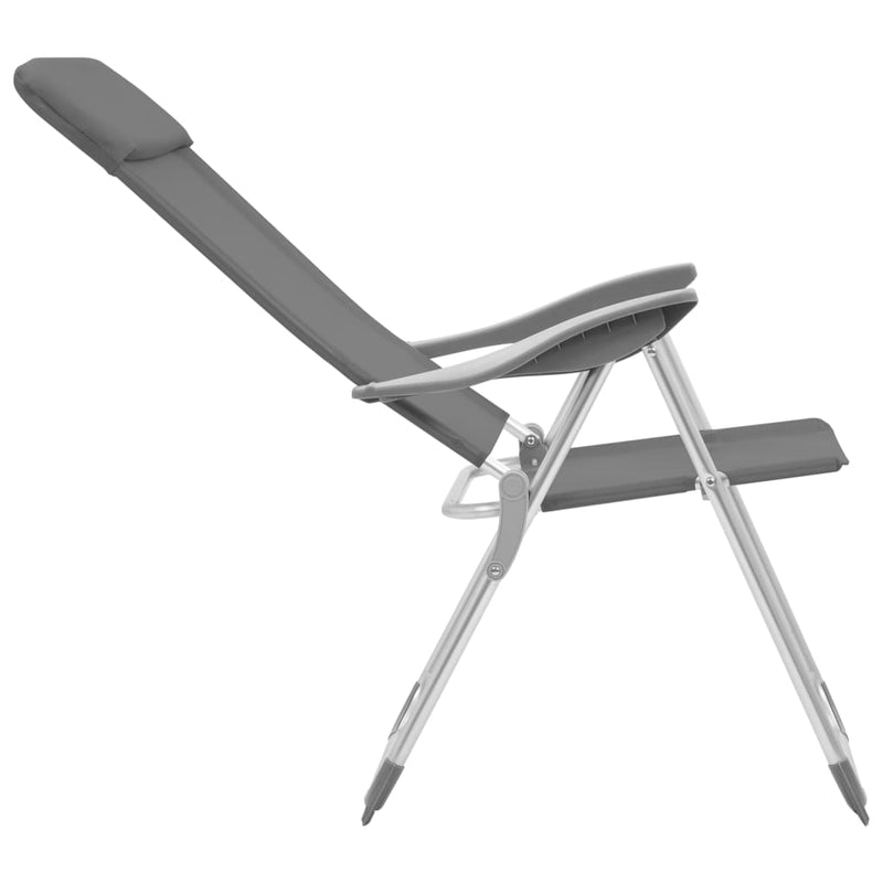 Folding Camping Chairs 2 pcs Grey Aluminium