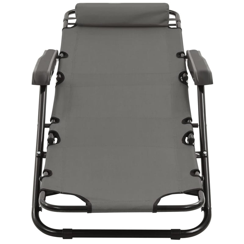 Folding Sun Loungers 2 pcs with Footrests Steel Grey