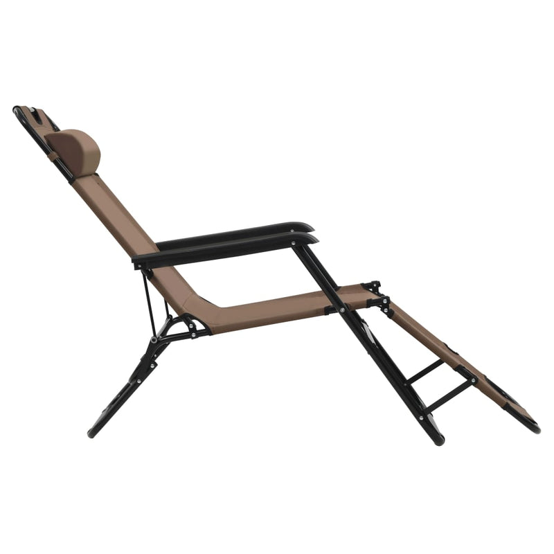 Folding Sun Loungers 2 pcs with Footrests Steel Brown