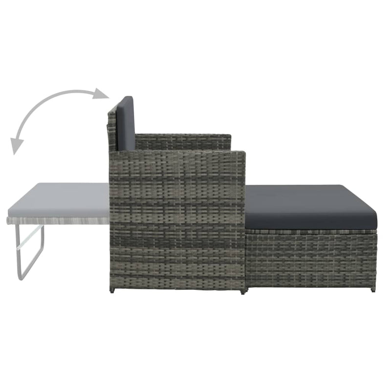 2 Piece Garden Lounge Set with Cushions Poly Rattan Grey