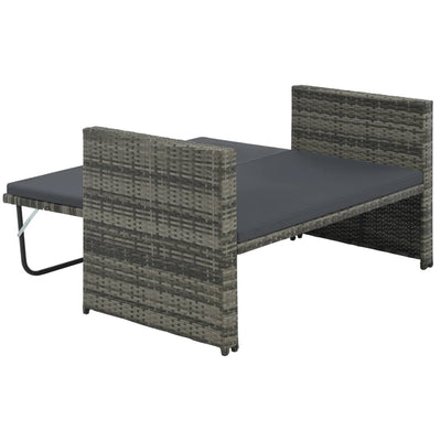 2 Piece Garden Lounge Set with Cushions Poly Rattan Grey