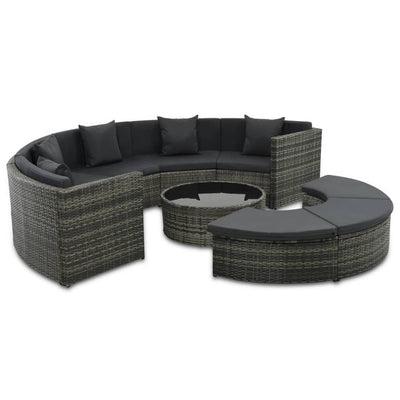 7 Piece Garden Lounge Set with Cushions Poly Rattan Grey