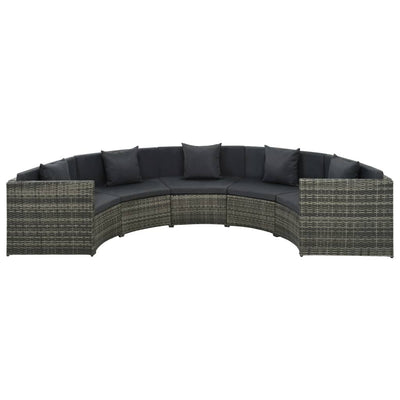 7 Piece Garden Lounge Set with Cushions Poly Rattan Grey