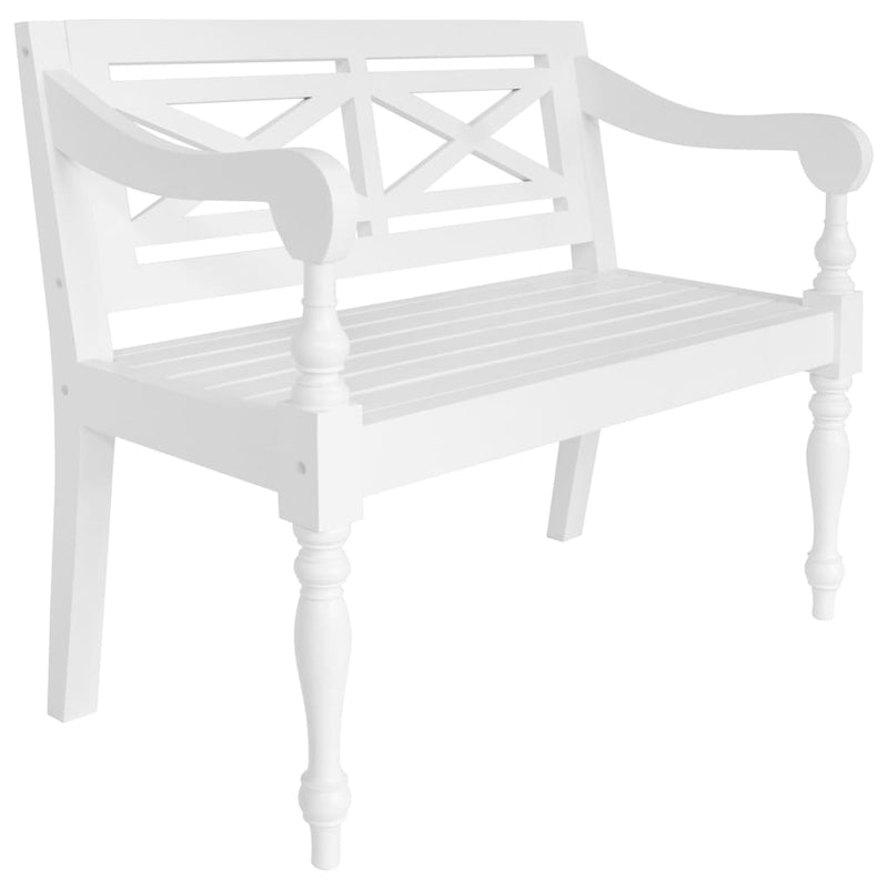 Batavia Bench 98 cm Solid Mahogany Wood White