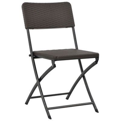 Folding Garden Chairs 2 pcs HDPE and Steel Brown