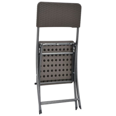 Folding Garden Chairs 2 pcs HDPE and Steel Brown