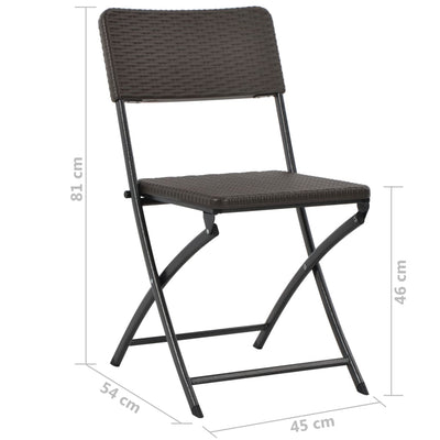 Folding Garden Chairs 2 pcs HDPE and Steel Brown