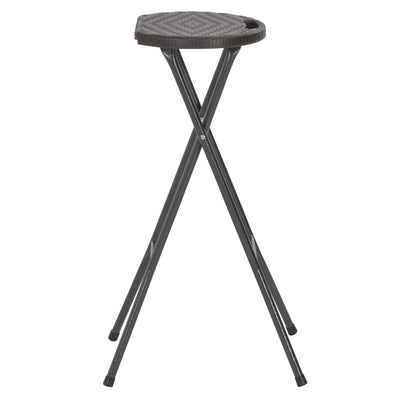 Folding Bar Stools 2 pcs HDPE and Steel Brown Rattan Look