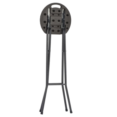 Folding Bar Stools 2 pcs HDPE and Steel Brown Rattan Look