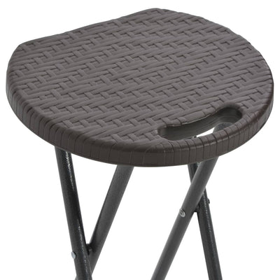 Folding Bar Stools 2 pcs HDPE and Steel Brown Rattan Look