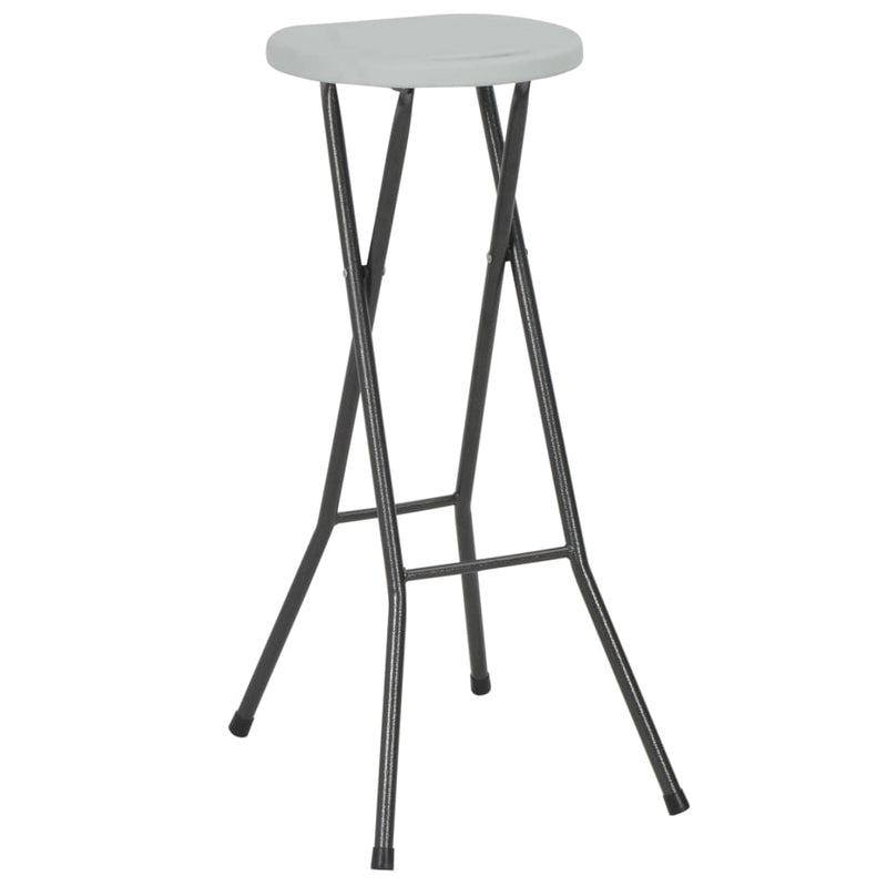 Folding Bar Stools 2 pcs HDPE and Steel White