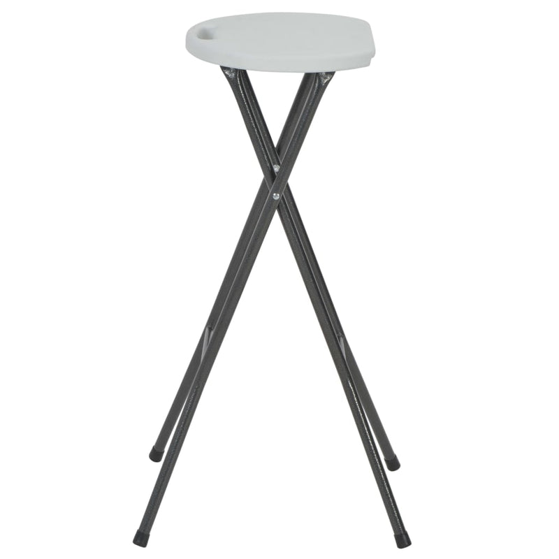 Folding Bar Stools 2 pcs HDPE and Steel White