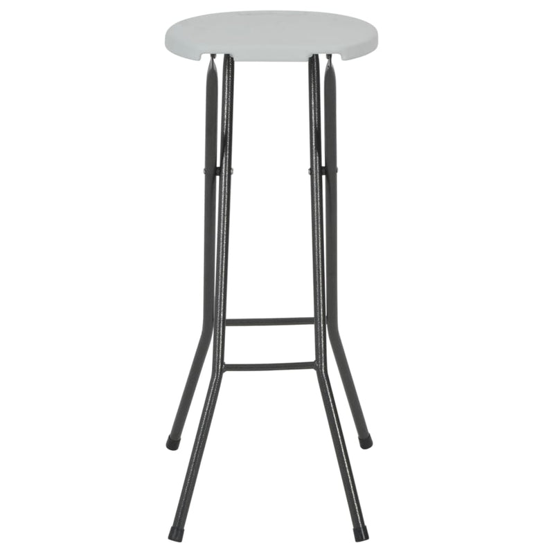 Folding Bar Stools 2 pcs HDPE and Steel White