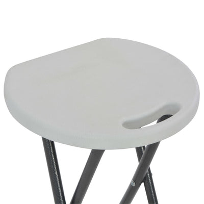 Folding Bar Stools 2 pcs HDPE and Steel White