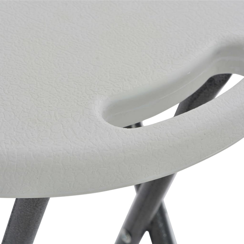 Folding Bar Stools 2 pcs HDPE and Steel White