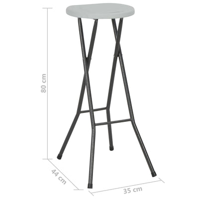 Folding Bar Stools 2 pcs HDPE and Steel White