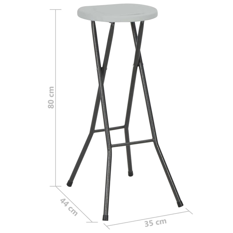 Folding Bar Stools 2 pcs HDPE and Steel White