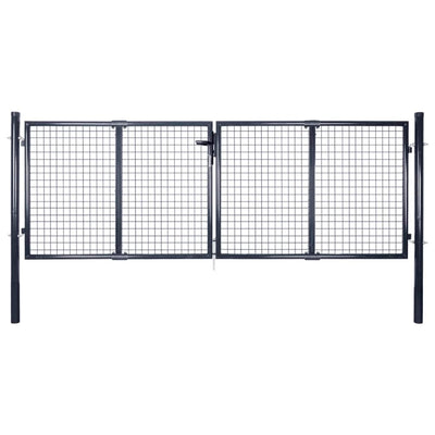 Mesh Garden Gate Galvanised Steel 289x100 cm Grey