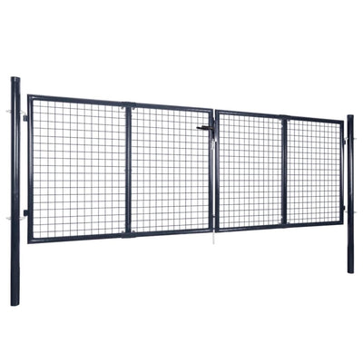 Mesh Garden Gate Galvanised Steel 289x100 cm Grey