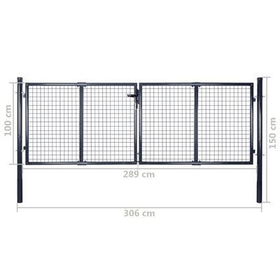 Mesh Garden Gate Galvanised Steel 289x100 cm Grey