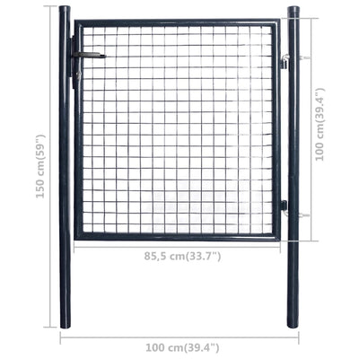 Mesh Garden Gate Galvanised Steel 85.5x100 cm Grey