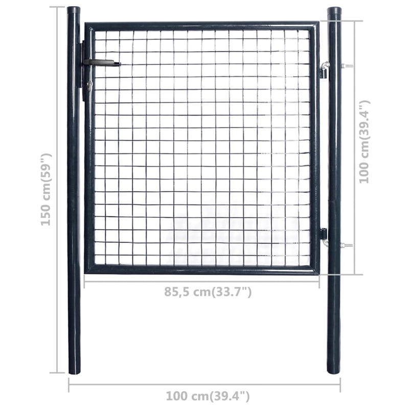 Mesh Garden Gate Galvanised Steel 85.5x100 cm Grey