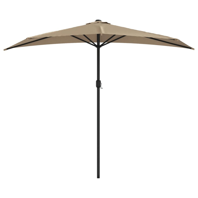 Garden Parasol with Aluminium Pole Taupe 270x144 cm Half