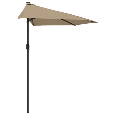 Garden Parasol with Aluminium Pole Taupe 270x144 cm Half