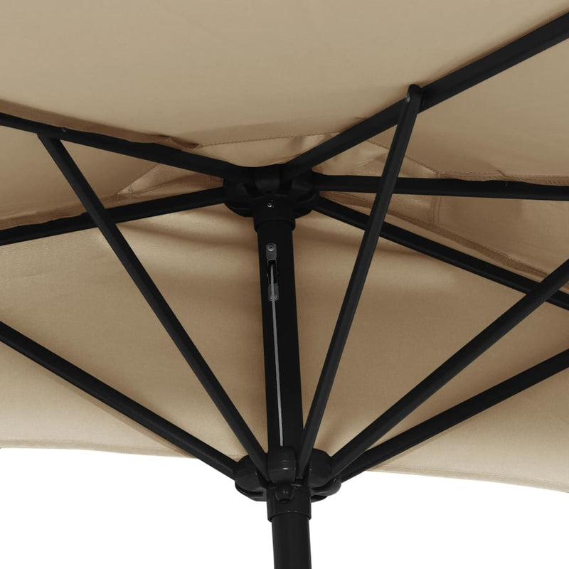 Garden Parasol with Aluminium Pole Taupe 270x144 cm Half