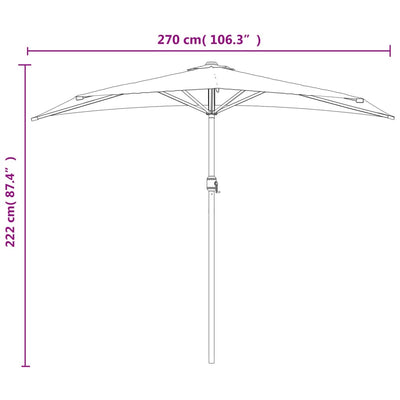 Garden Parasol with Aluminium Pole Taupe 270x144 cm Half