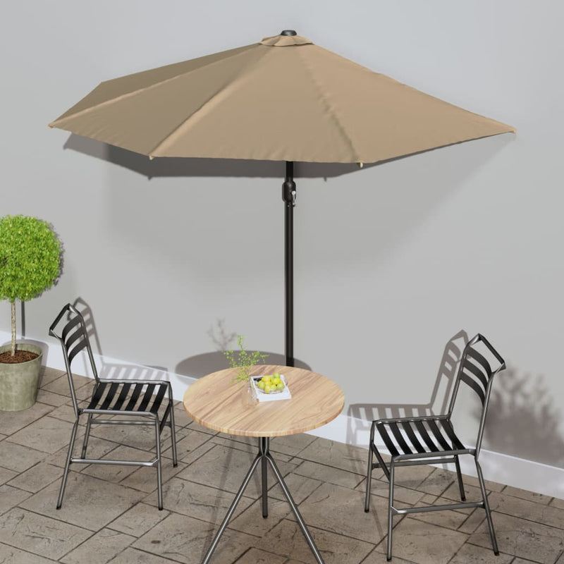 Garden Parasol with Aluminium Pole Taupe 270x144 cm Half