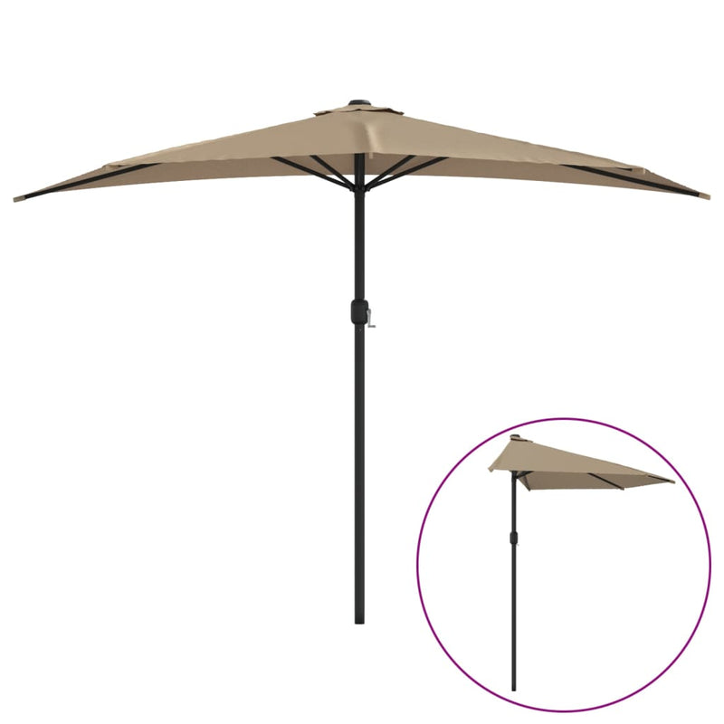 Garden Parasol with Aluminium Pole Taupe 300x155 cm Half