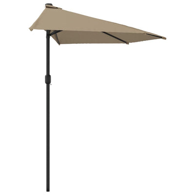 Garden Parasol with Aluminium Pole Taupe 300x155 cm Half