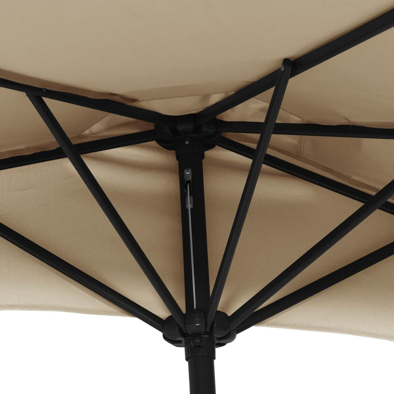 Garden Parasol with Aluminium Pole Taupe 300x155 cm Half